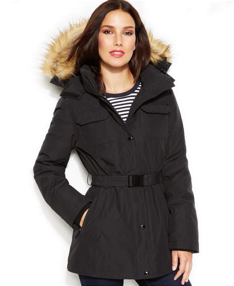 michael kors black puffer jacket with fur hood|faux fur quilted puffer jacket.